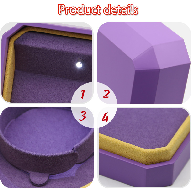 Trendy Purple Plastic LED Jewelry Box Jewelry Packaging Box For Rings Bangles Necklaces
