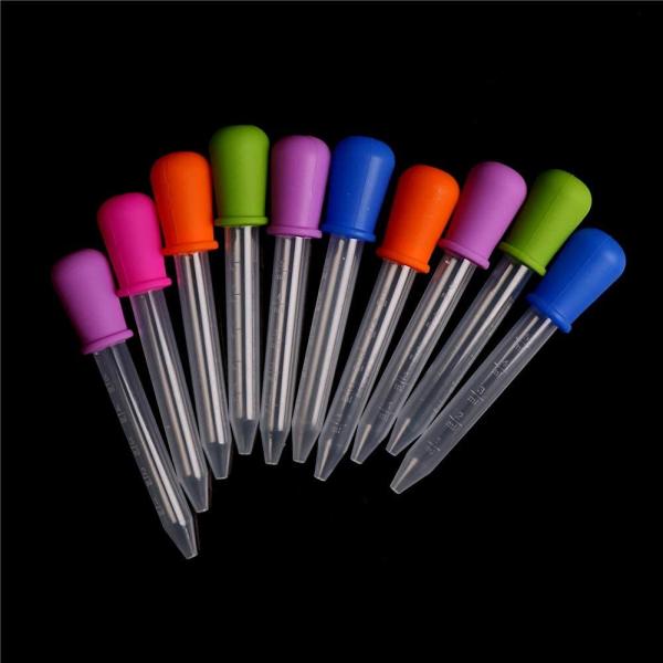 Pipettes Droppers Silicone 5ml Clear Medicine Eye Dropper For Kids With Bulb Tip & Brush For Candy Mold, Gummy