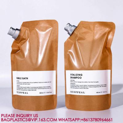 OEM ODM Eco-Friendly Recyclable Kraft Spout Pouch Shampoo Skincare Lotion Refill Bag