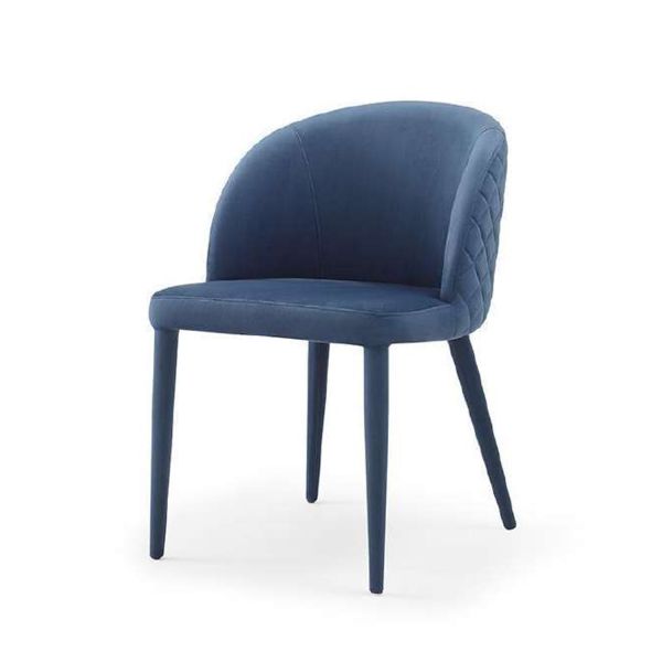 Breathable Blue Upholstered Dining Chair Luxury With Metal Legs