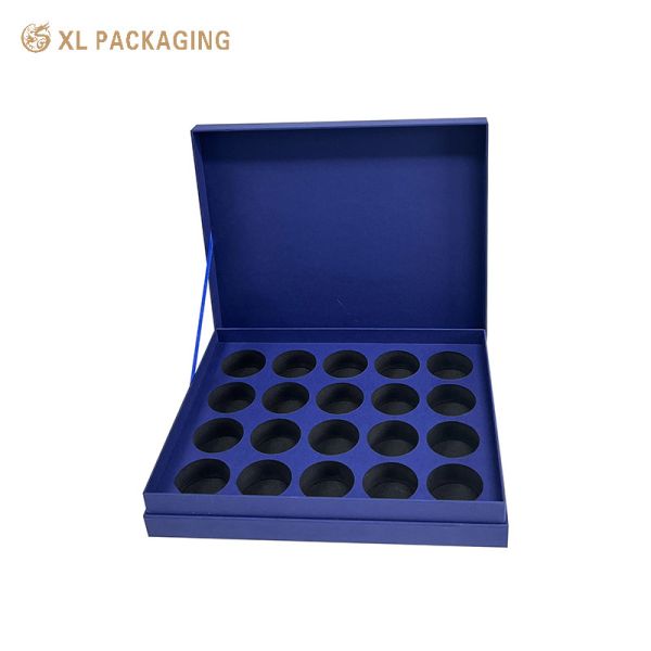 Recyclable Hinged Lid Tea Gift Box with 20 Cavity EVA Insert and Custom Gold Logo