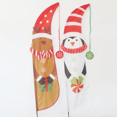 Christmas Garden Flag Reindeer and Penguin