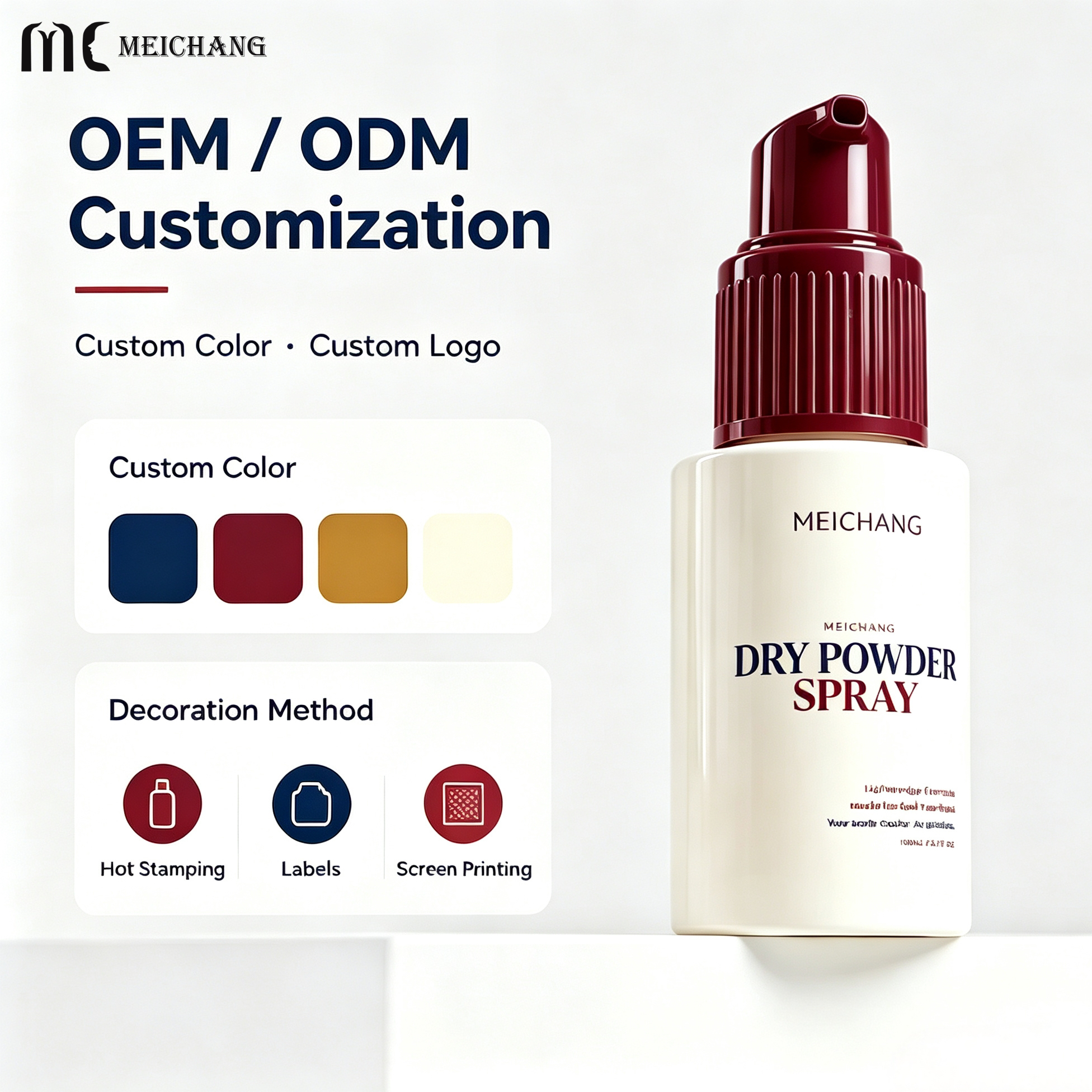 60ml 80ml 120ml Custom PET Powder Spray Bottle with Powder Pump (MC-1507)