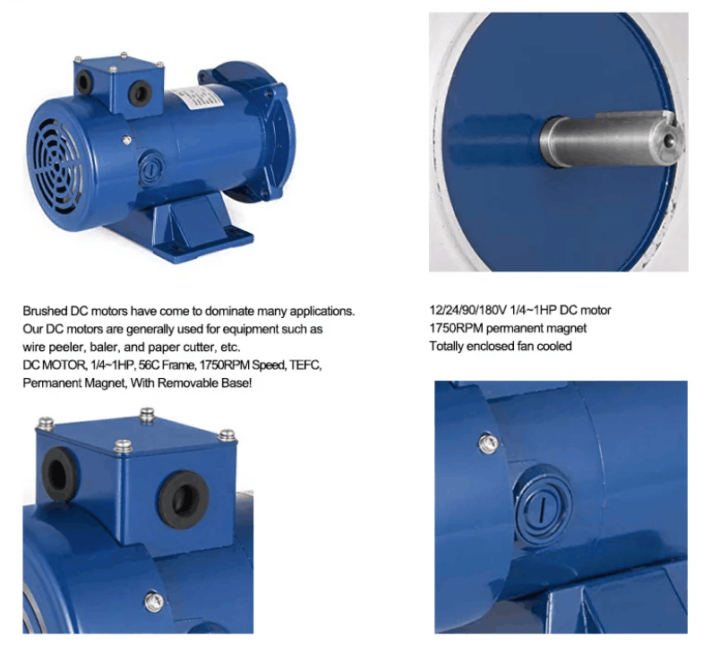 IE2 Эффективность 90 Вт ПМДС Мотор 1/2 HP 1750 РПм Мотор 56C TEFC DC Электромотор