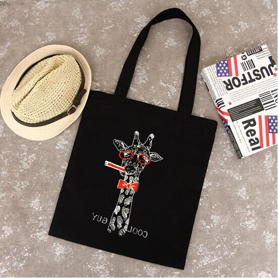 Green shopping bag hand shoulder female bag casual fashion tide canvas printing