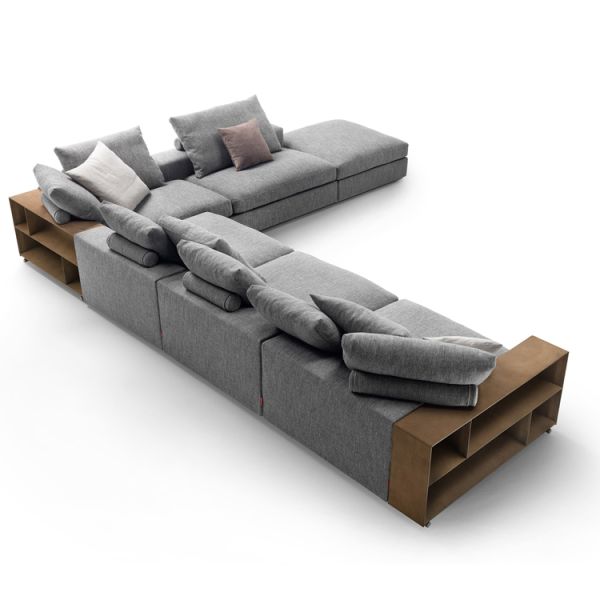 Luxury Italian Style Living Room Furniture Sofa Home Furniture Sofa Large Set Wood Arm Fabric Sofa Sectionals