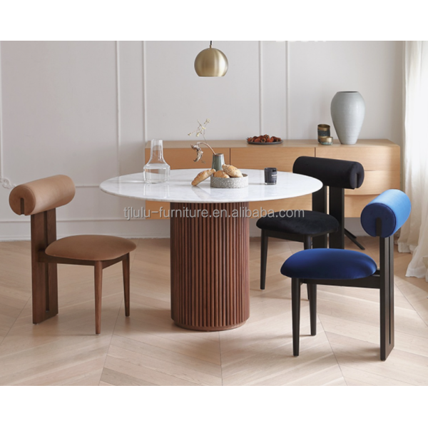 Modern Living Furniture Design Fabric Dining Room Restaurant Chair with Solid Wood Style