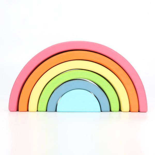 Blocs constitutifs en bois Toy Creative Educational d'arc-en-ciel de Brown 18cm