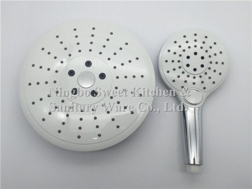 ABS plastic material round shape chrome plating shower head hand shower top shower rain shower set
