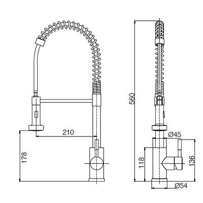 HOMEKA Coil Spring Kitchen Spray Taps 360 Degree PEX Swiveling Pull Out Hose