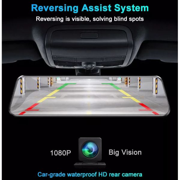 10-дюймовый Bluetooth Android Carplay Dashboard Mirror Stream Dual Drive Recorder IPS