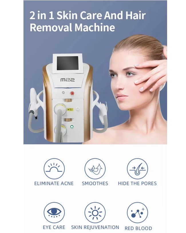 2 In 1 M22 IPL OPT Nd Yag Laser Hair Removal Machine Tattoo Pigment Removal Device