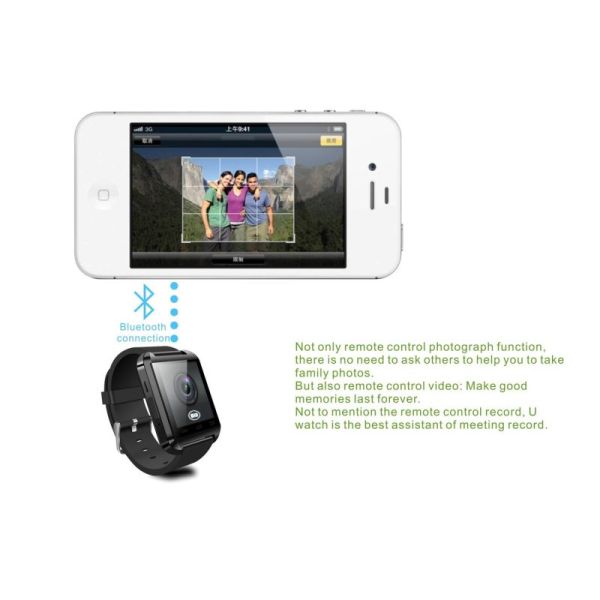 U8 Smart Watch Phone Handsfree, Control Cellphone Camera, Stopwatch, Altitude