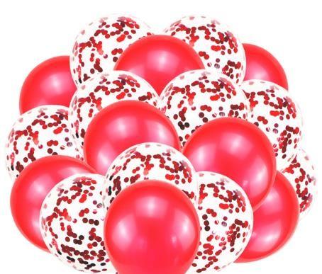 red pearl Balloons + White Balloons + Confetti Balloons w/Ribbon | Rosegold Balloons for Parties