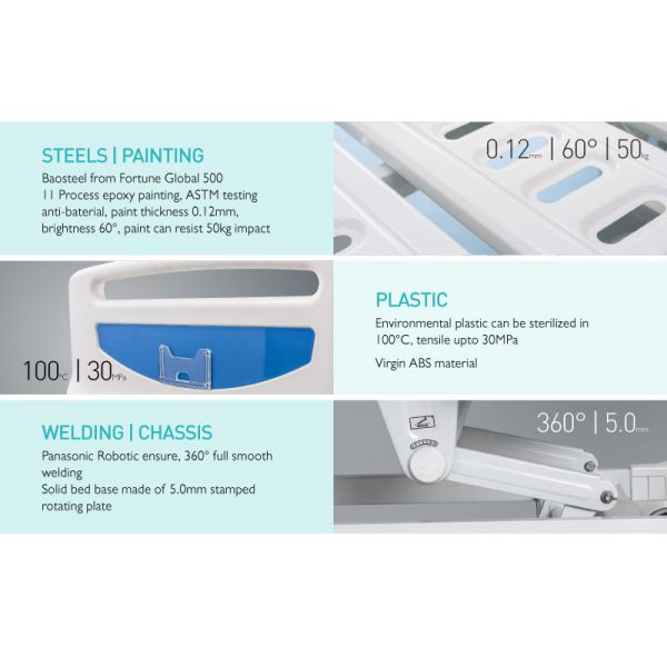 5 высоты больничной койки ICU функции больничная койка 1050MM 350lb электрической терпеливой регулируемая