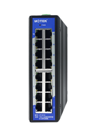 UOTEKUT-6516 16-Port Unmanaged Industrial Ethernet Switch 10/100M DIN-Rail Wide Temperature Network Switch