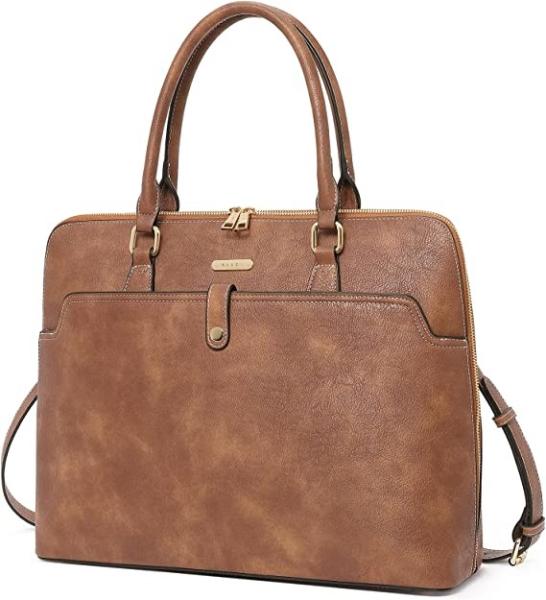 Laptop Slim Cluci Leather Briefcase Oil Wax Leather Bag 15.6 Inch