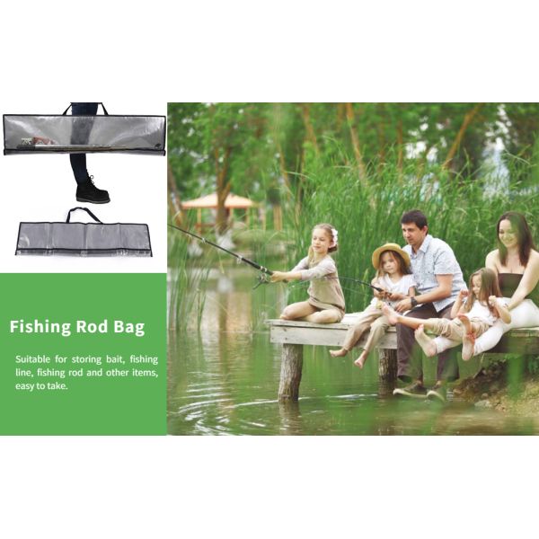 Fishing Rod Case Three Layers Fishing Rod Bag Oxford Folding Fishing Pole Bag Outdoor Waterproof Tackle Storage