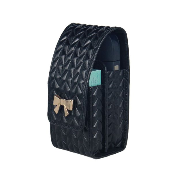 Luxury Lattice Wallet Flip Cover Diamond cover for IQOS tobacco Genuine leather Belt clip pouch holster