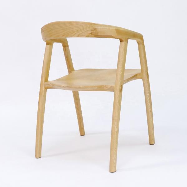 Modern Nordic Style Restaurant Wooden Armchair Design Solid Ash Wood Dining Chairs with Home Furniture and Mail Packing