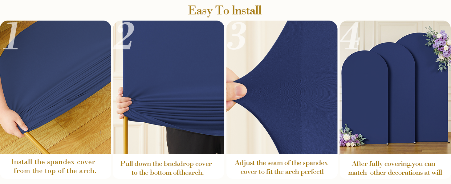 3 Piece Navy Blue Arch Covers ,Spandex Arch Backdrop Cover for Wedding、 Baby Shower 、Birthday Party