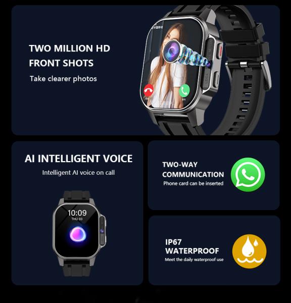 B22 4G Smart Watch 2.04 Inch AMOLED Screen 900mAh Battery