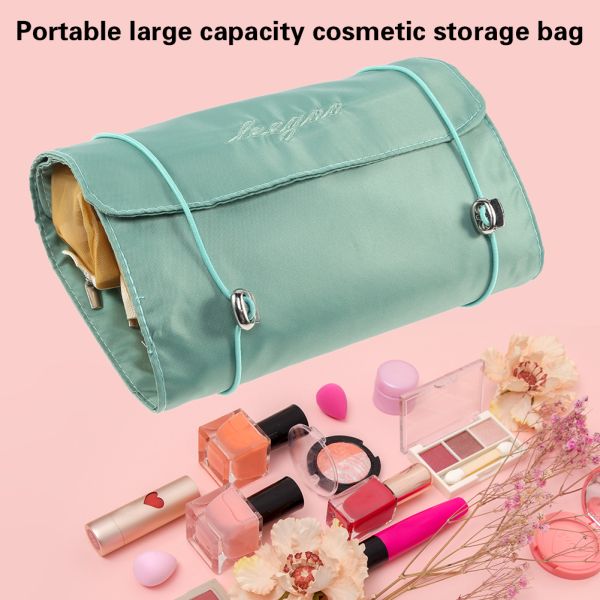 Cheapest 4PCS in 1 Cosmetic Bag For Women Zipper Mesh Separable Cosmetics Pouch Ladies Foldable Nylon Bag Rope Makeup Bag