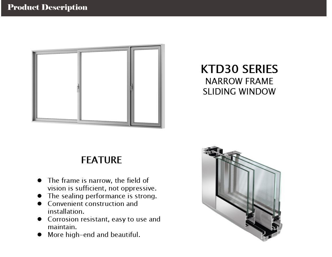 1.5mm Thickness Aluminium Sliding Windows Lightweight Thermally Insulated
