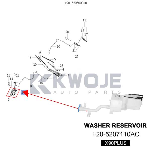 OEM F20-5207110AC WASHER RESERVOIR  for Jetour X90 PLUS