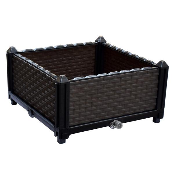 40*40*22cm plastic plant grow box, garden beds DIY planter box for vegetable/flower/herb outdoor backyard, natural