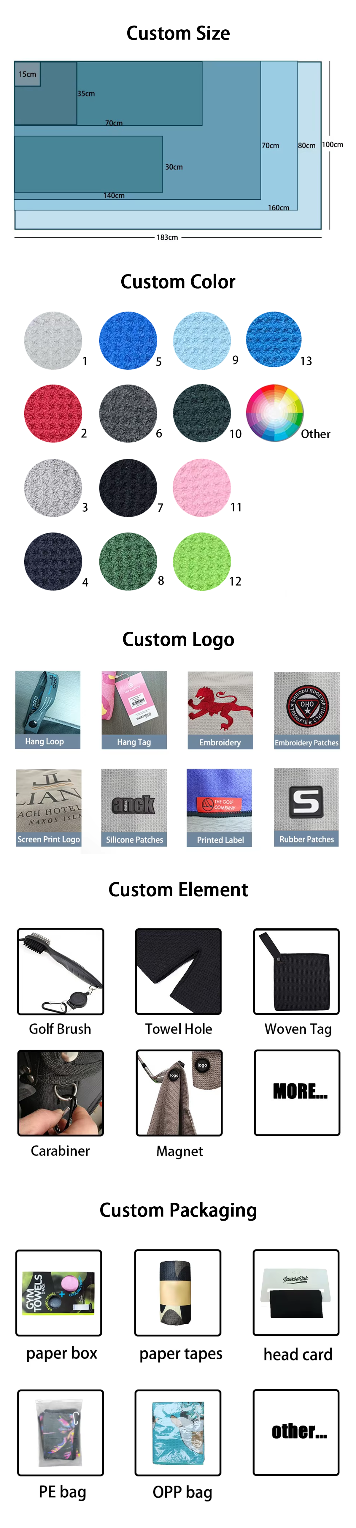 Microfiber Sublimation Custom Waffle Golf Towel For Golf Ball Cleaning