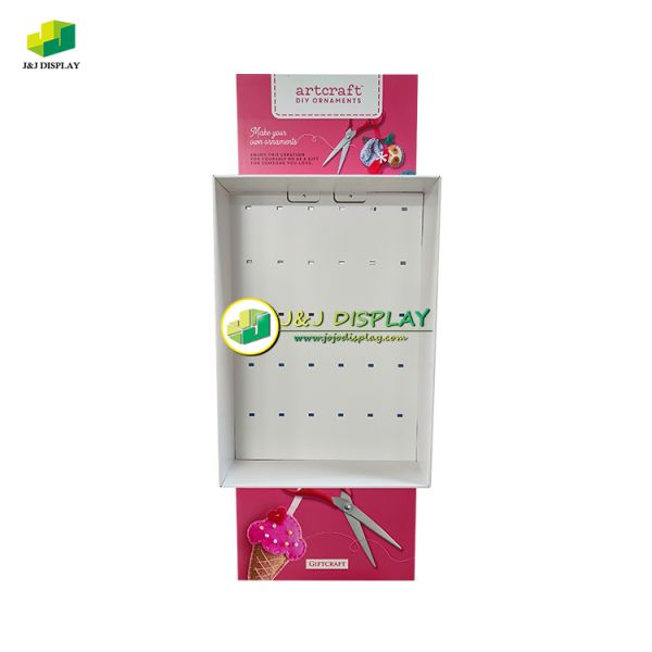 Retail POS Corrugated Paper Pegboard Display Stand 100% Recyclable Silk Printing