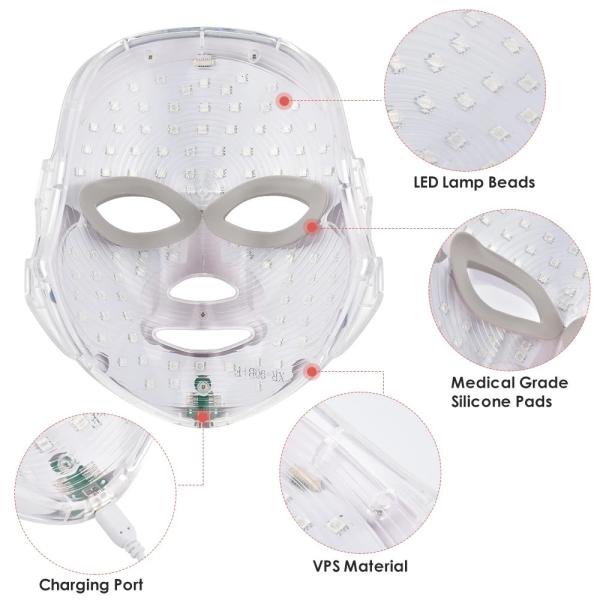 Red Light Therapy Face Beauty Equipment Rechargeable 7 Color Pdt Led Facial Beauty
