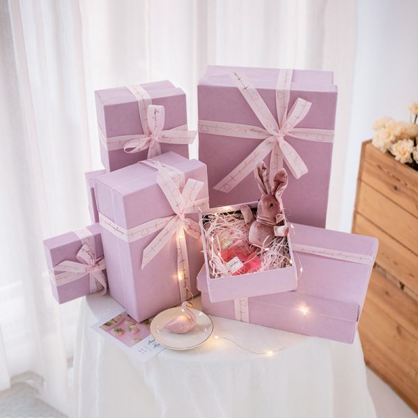 Valentine'S Day Gift Box Party Gift Packaging Paper Box With Bow Decoration, Top And Bottom Lid Gift Box
