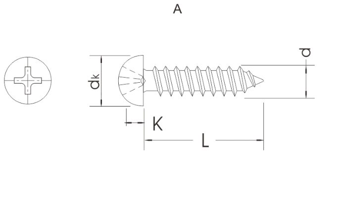 Blue Cup Pan Head Screw , Self Tapping Metal Screws With 4mm Diameter