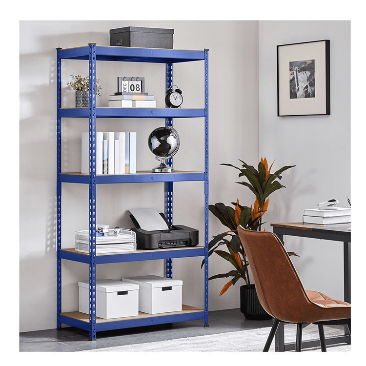 Stocked 5-Tier Industrial Metal Light Duty Rack Steel Boltless Rivet Shelving for Warehouse