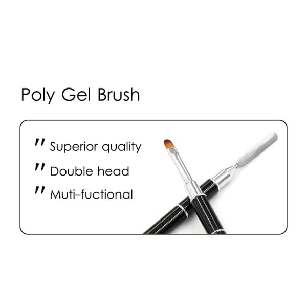 17cm Length Dual Professional Nail Art Gel Brush Set with Pure Color and Kolinsky Hair