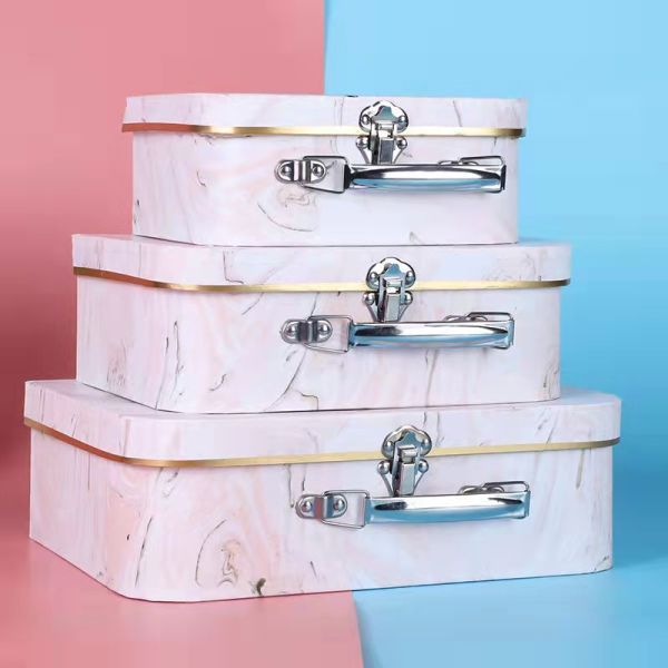 Marble Printed Empty Cardboard Suitcase Gift Box Clothing Birthday Packaging