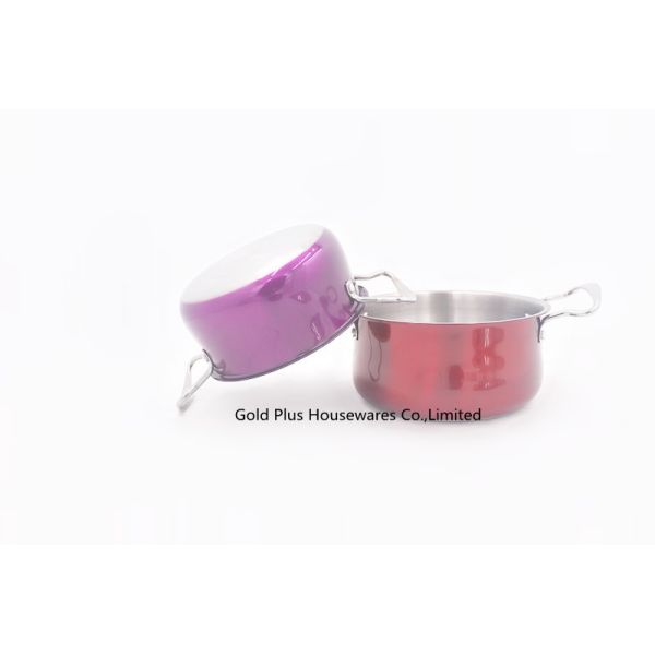 10cm Aluminum Stock Pot With Steel Lid Double Handle