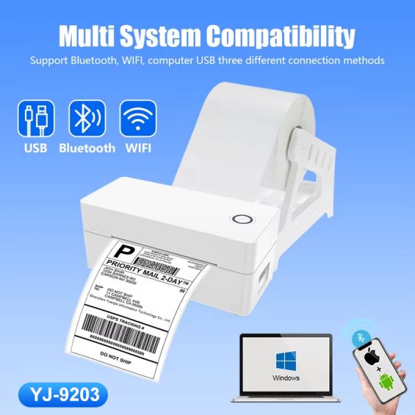 New Desktop 4 Inches Direct Thermal Barcode Label Printer USB/ BT Interface Printer YJ-9203