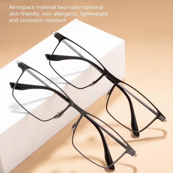 Бизнес-очки Титановый клип на квадрат Алюминиевые очки Рама
