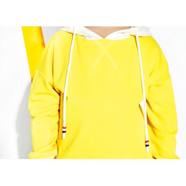 Yellow Fake Two Pieces Boys Fall Sweaters , Cute Little Boy Clothes With Hood