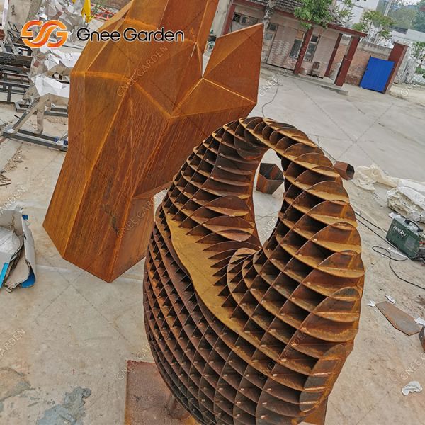 Скульптура Corten большого 5.0-8.0mm на открытом воздухе конспекта бронзовой скульптуры современного стальная