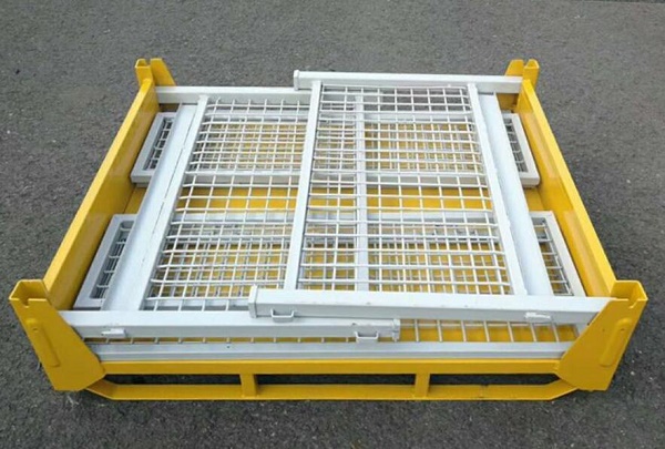 Rigid Collapsible Wire Container With Dual Drop Gate Stackable 3 High