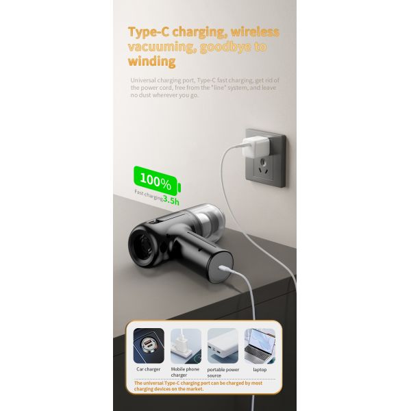 90w 9000PA Wireless Handheld Vacuum Cleaner with Brushless Motor and USB Power Source