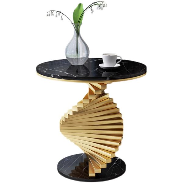 Black Gold Marble Coffee Table Casual Metal Side Table Hotel Office Use