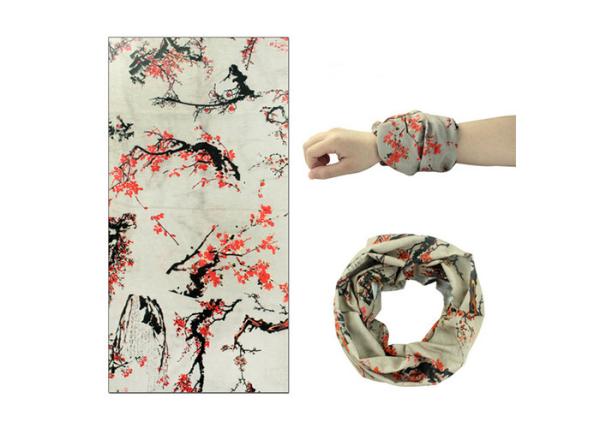 Classical Plum Blossom Pattern Bandana Head Wrap , Light Grey Neck  Scarf