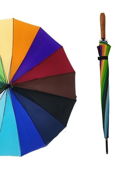 Um guarda-chuva de mão de madeira de eixo metálico com impressão de transferência de calor