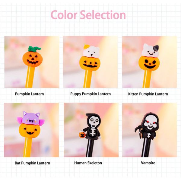 Halloween Plastic Gel Ink Pen Pumpkin Skeleton Student Gift Neutral Pen