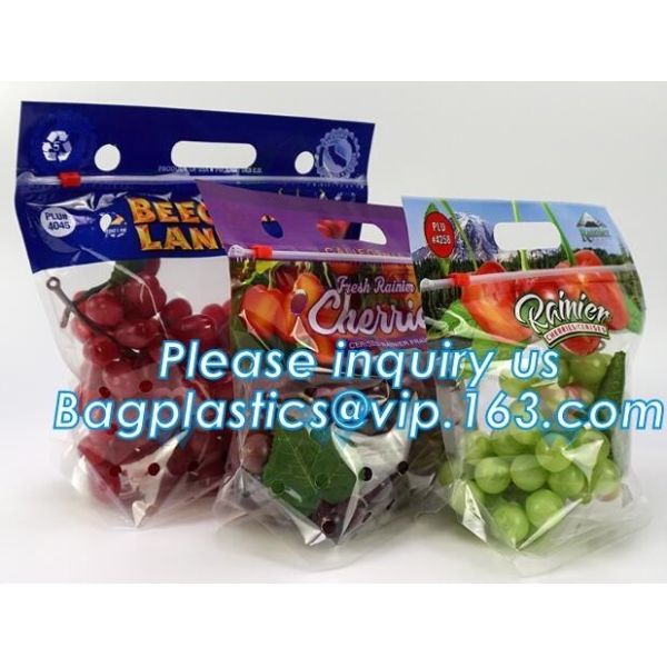 reusable clear printed zippered storage slider bag for vegetables and fruits, recyclable fresh fruit packaging ziplock w